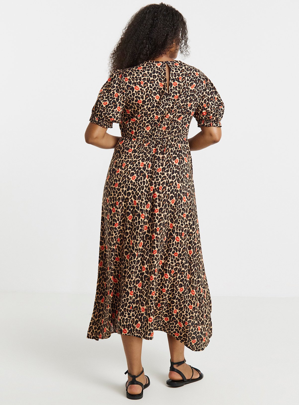 SIMPLY BE Leopard & Lips Print Viscose Midi Dress 32 - Image 2 thumbnail
